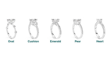 Ring styles with oval, cushion, emerald, pear and heart diamonds