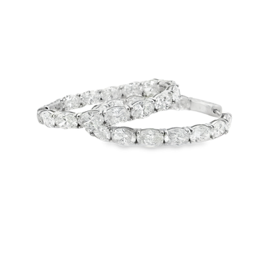 10ct 14K White Gold Oval Diamond Hoop Earrings