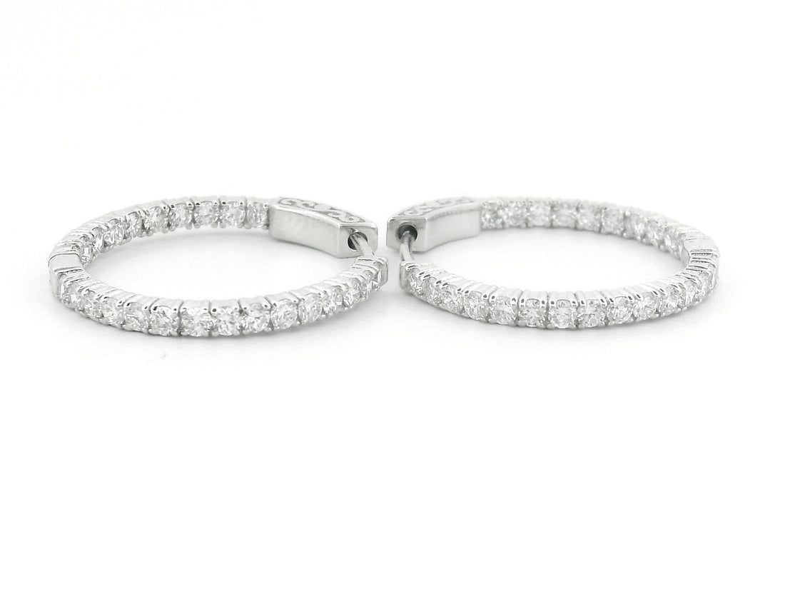 Elegant 14K White Diamond Hoop Earrings