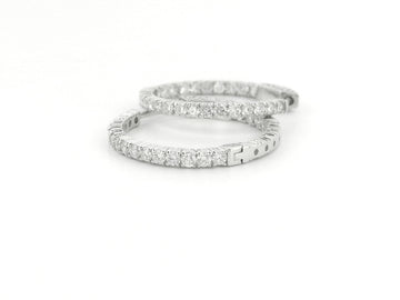 Elegant 14K White Diamond Hoop Earrings