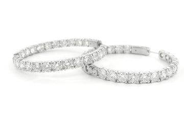 10.00Ct 14K Gold Diamond Hoop Earrings