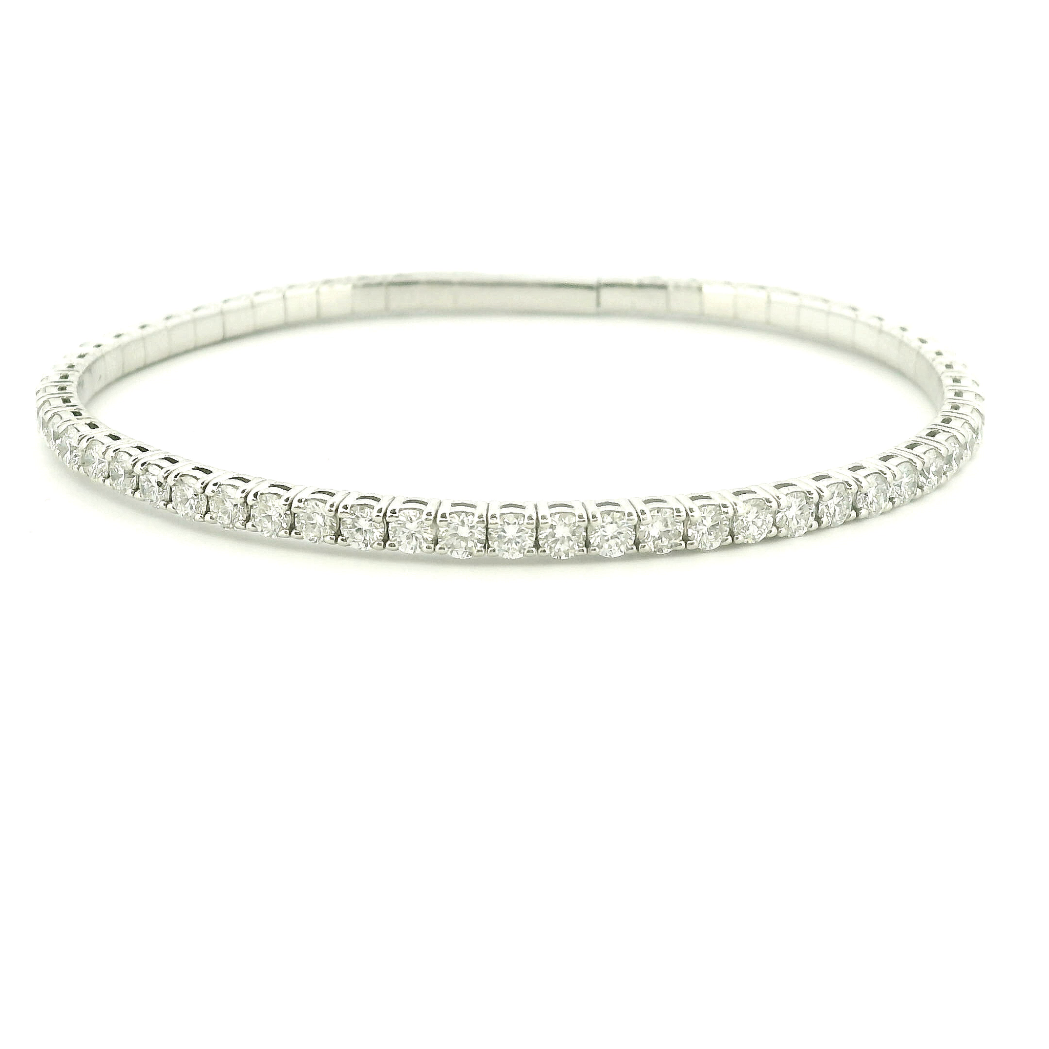 Elegant 14K White Gold Diamond Flex Bangle