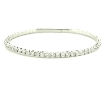 Elegant 14K White Gold Diamond Flex Bangle