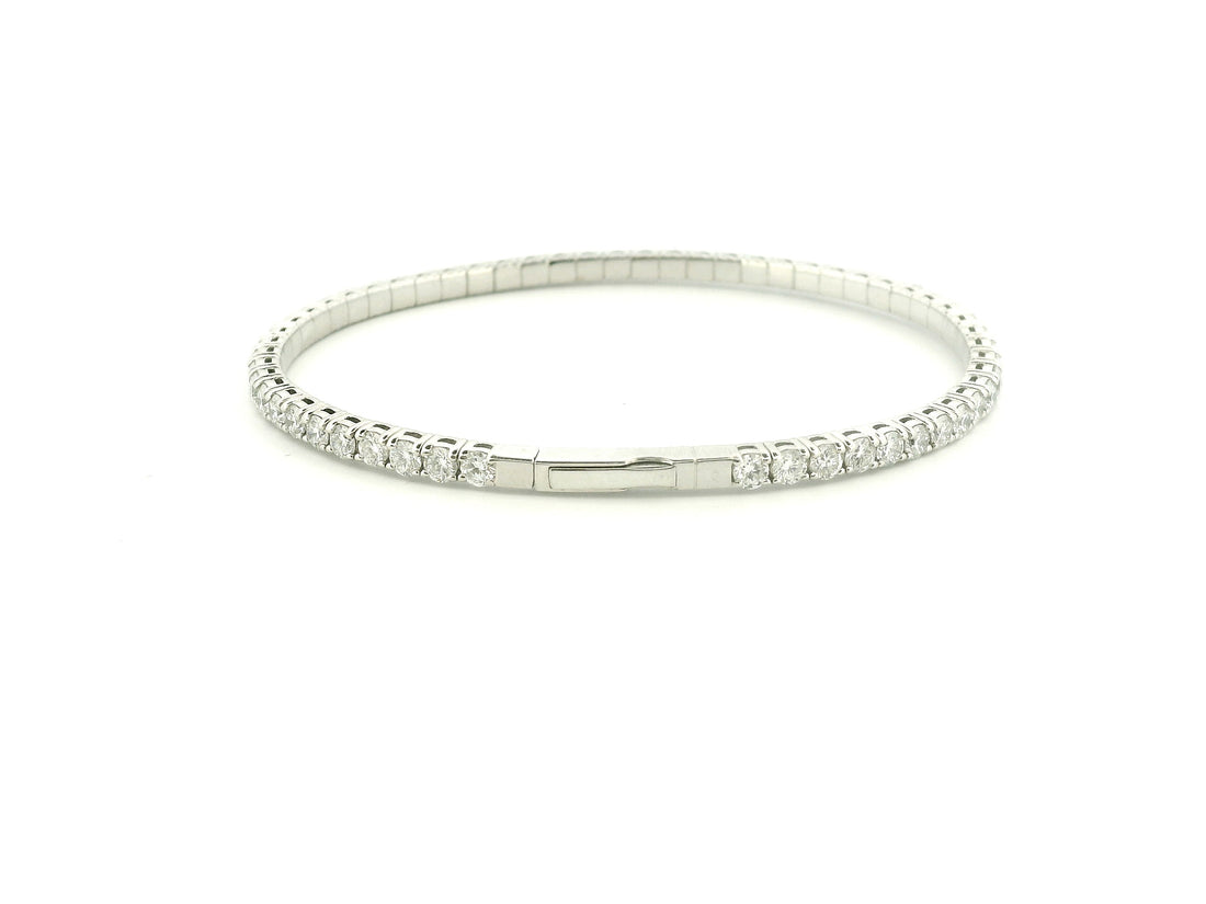 Elegant 14K White Gold Diamond Flex Bangle