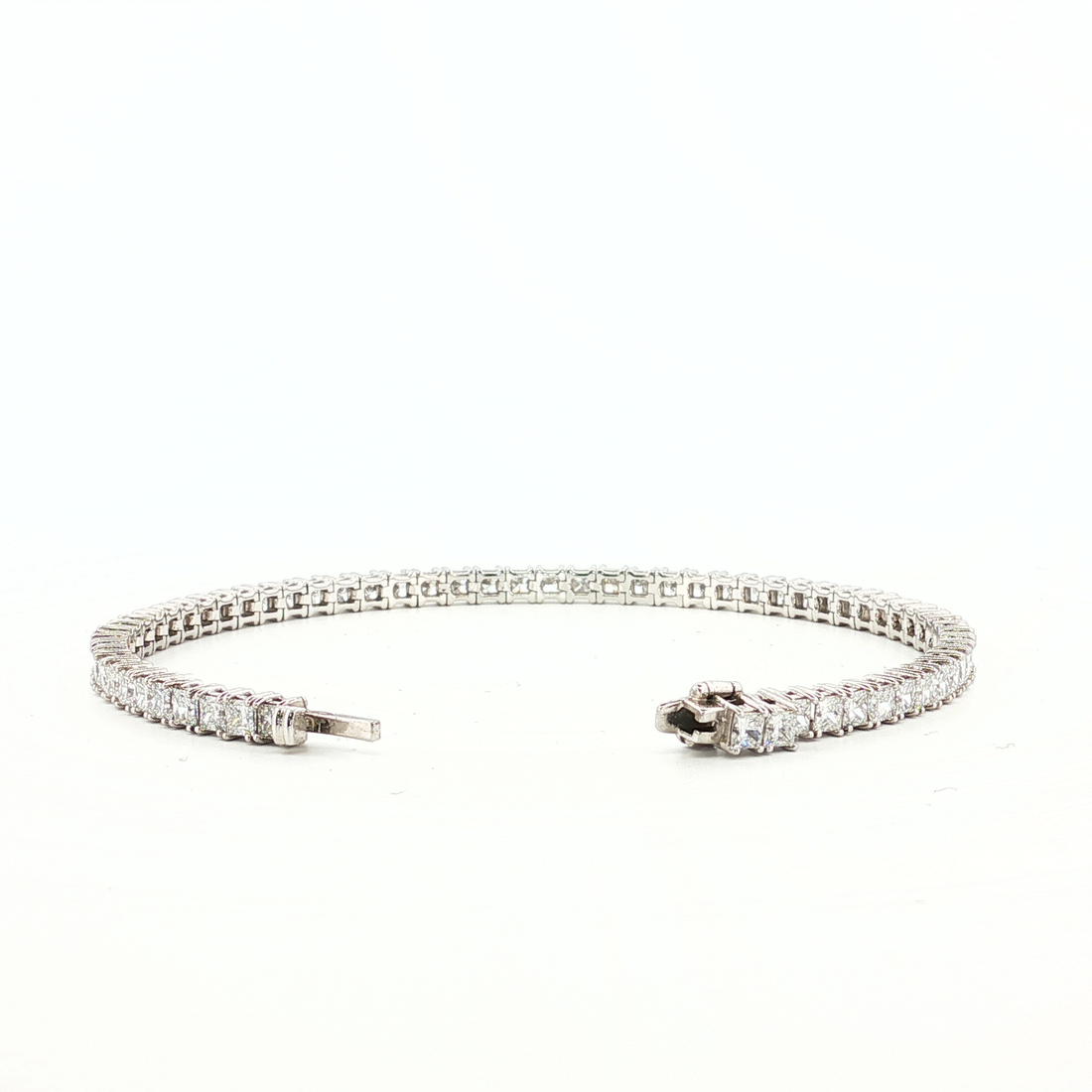 6Ct 14K Gold Tennis Bracelet with Princess-Cut Diamonds