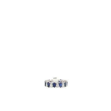 White Gold Eternity Ring with Deep Blue Pear-Cut Sapphires