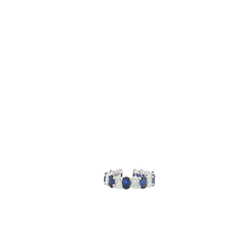 White Gold Eternity Ring with Deep Blue Oval Sapphire Cabochons