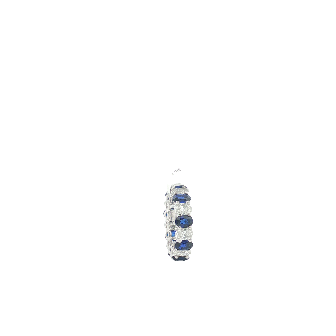 White Gold Eternity Ring with Deep Blue Oval Sapphire Cabochons