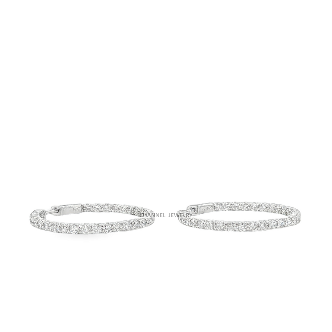 4.00Ct 14K Gold Inside Out Hoop Earrings