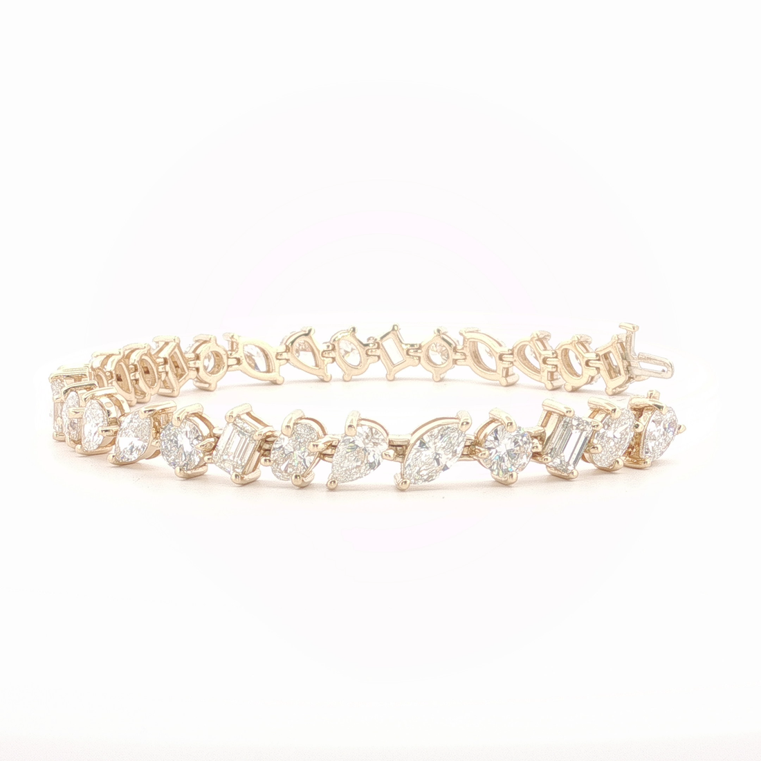 13Ct 14K Gold Mixed Shape Tennis Bracelet