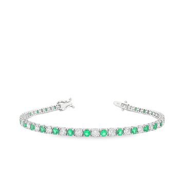 5.00ct 14K Emerald and Diamond Gold Tennis Bracelet