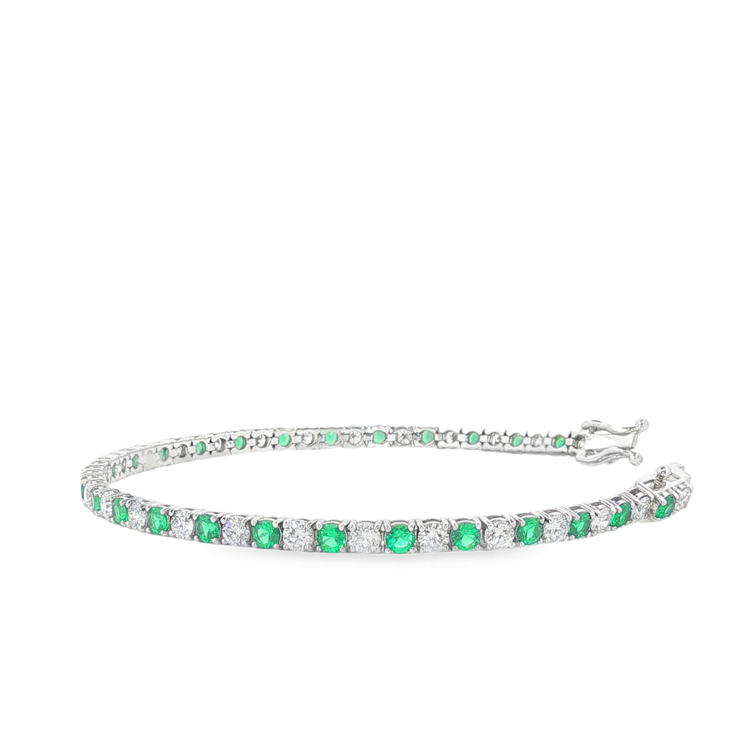 5.00ct 14K Emerald and Diamond Gold Tennis Bracelet