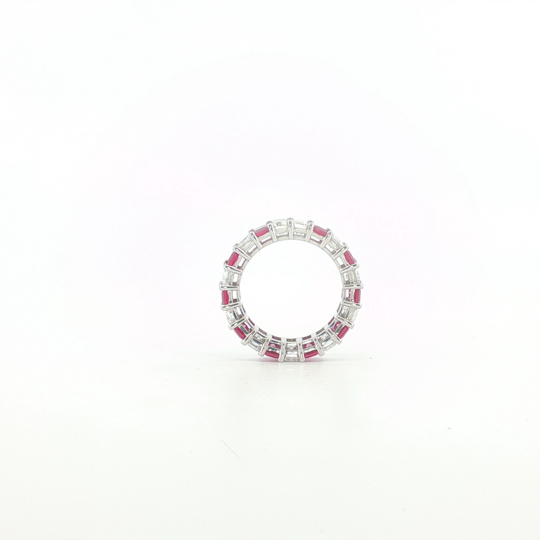 6Ct 14K Gold Eternity Ring with Emerald-Cut Red Rubies