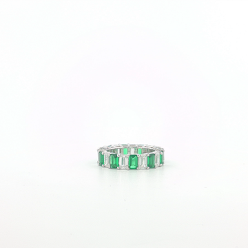 6Ct 14K Gold Emerald Eternity Ring with Emerald cut Emeralds