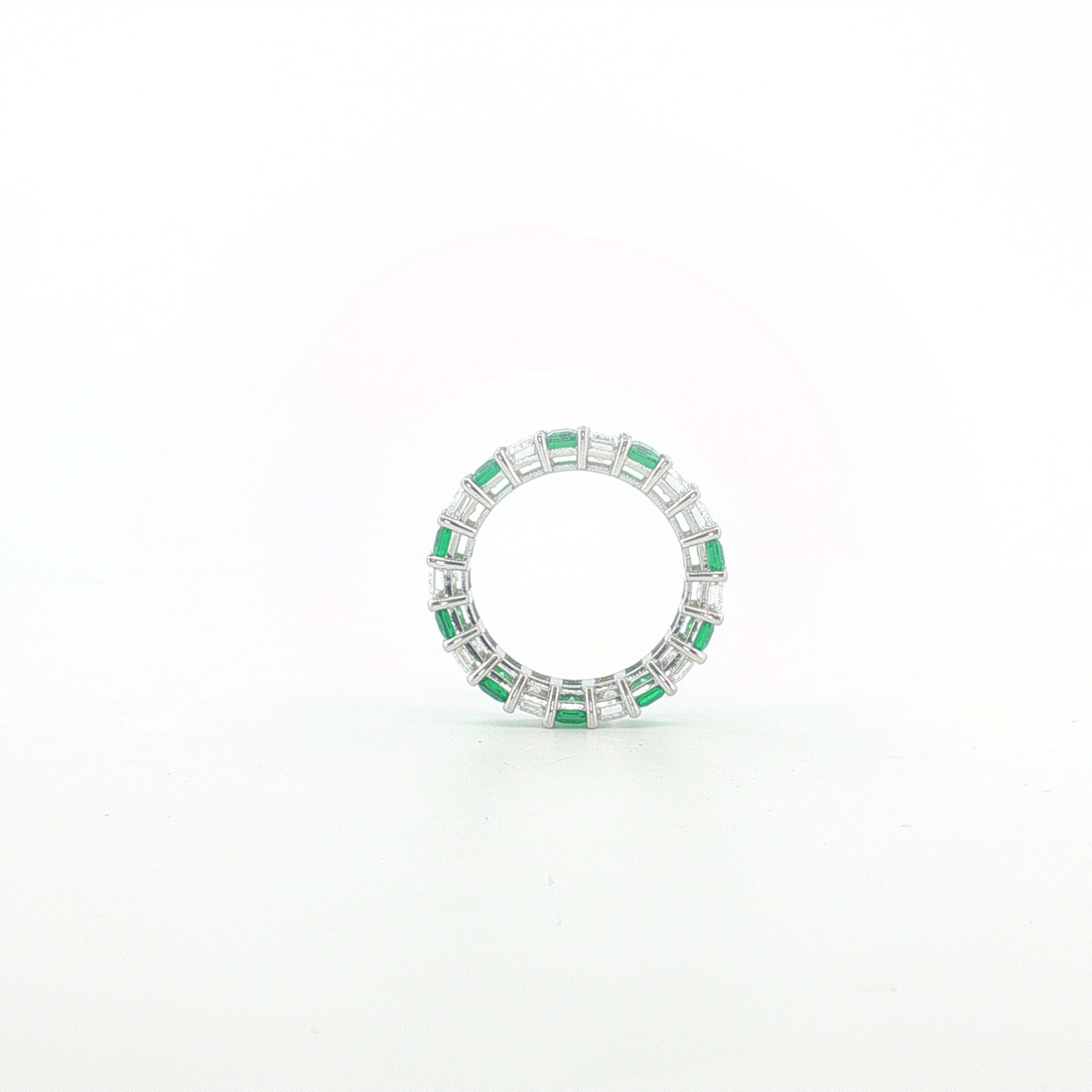 6Ct 14K Gold Emerald Eternity Ring with Emerald cut Emeralds