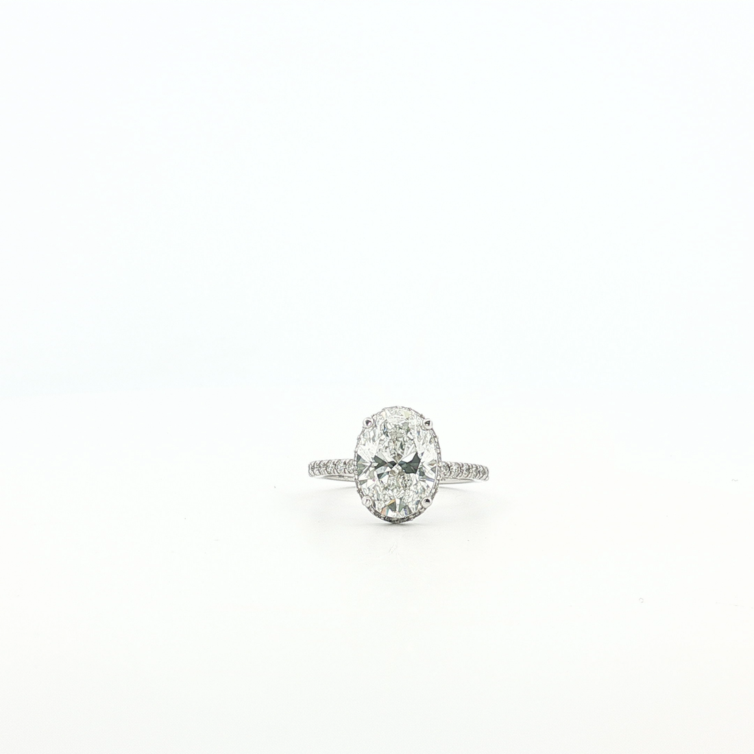 14k White Gold Ring with Oval Cut Diamond