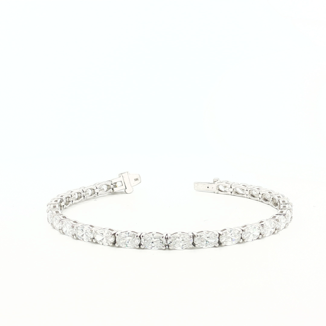 White Gold Oval Diamond Tennis Bracelet (East/West)