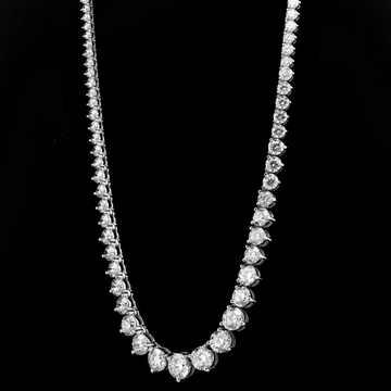 20.00Ct 14K White Gold Diamond Graduated Necklace