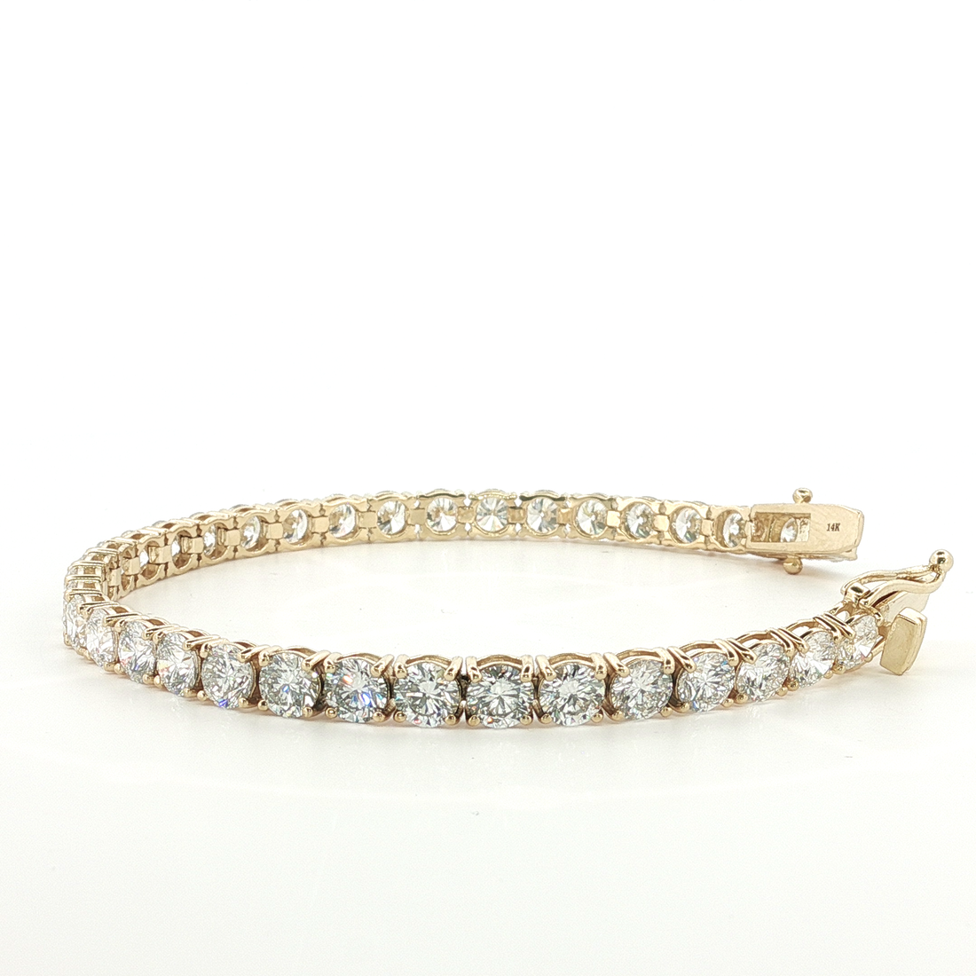 15.00Ct 14K Yellow Gold Diamond Tennis Bracelet