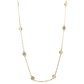 2.00Ct 14K Yellow Gold Diamond Bezel Set Station Necklace