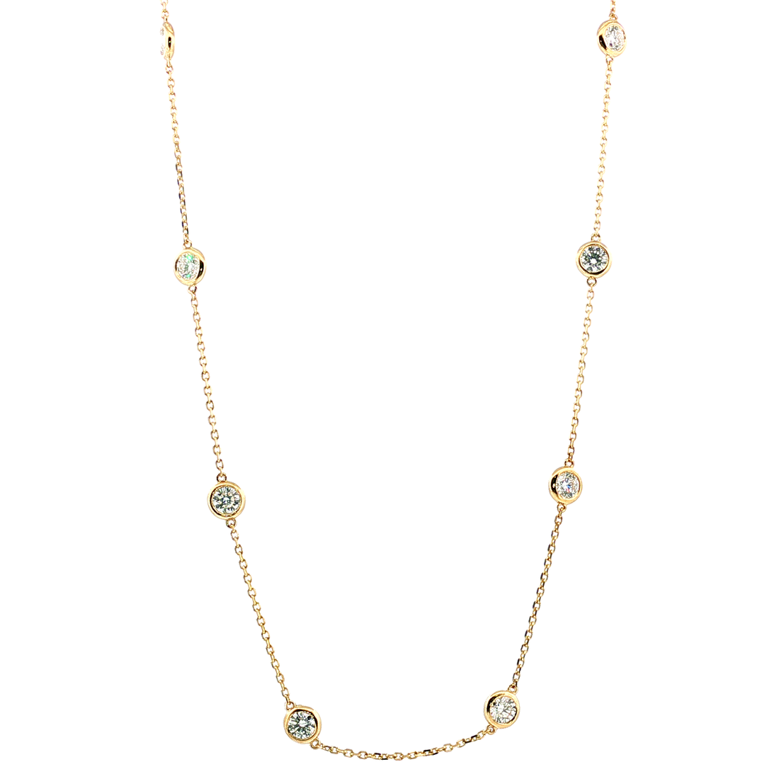 2.00Ct 14K Yellow Gold Diamond Bezel Set Station Necklace