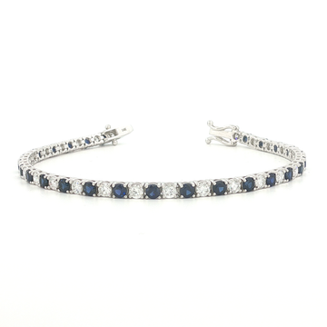 6.00ct 14K Gold Diamond and Sapphire Tennis Bracelet