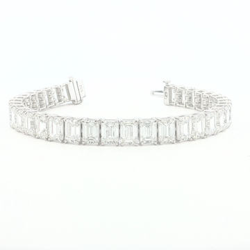 37Ct 14K Gold Emerald-Cut Diamond Tennis Bracelet