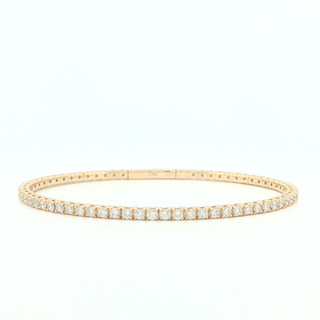 4Ct 14K Gold Flex Bangle with Round Cut Diamonds