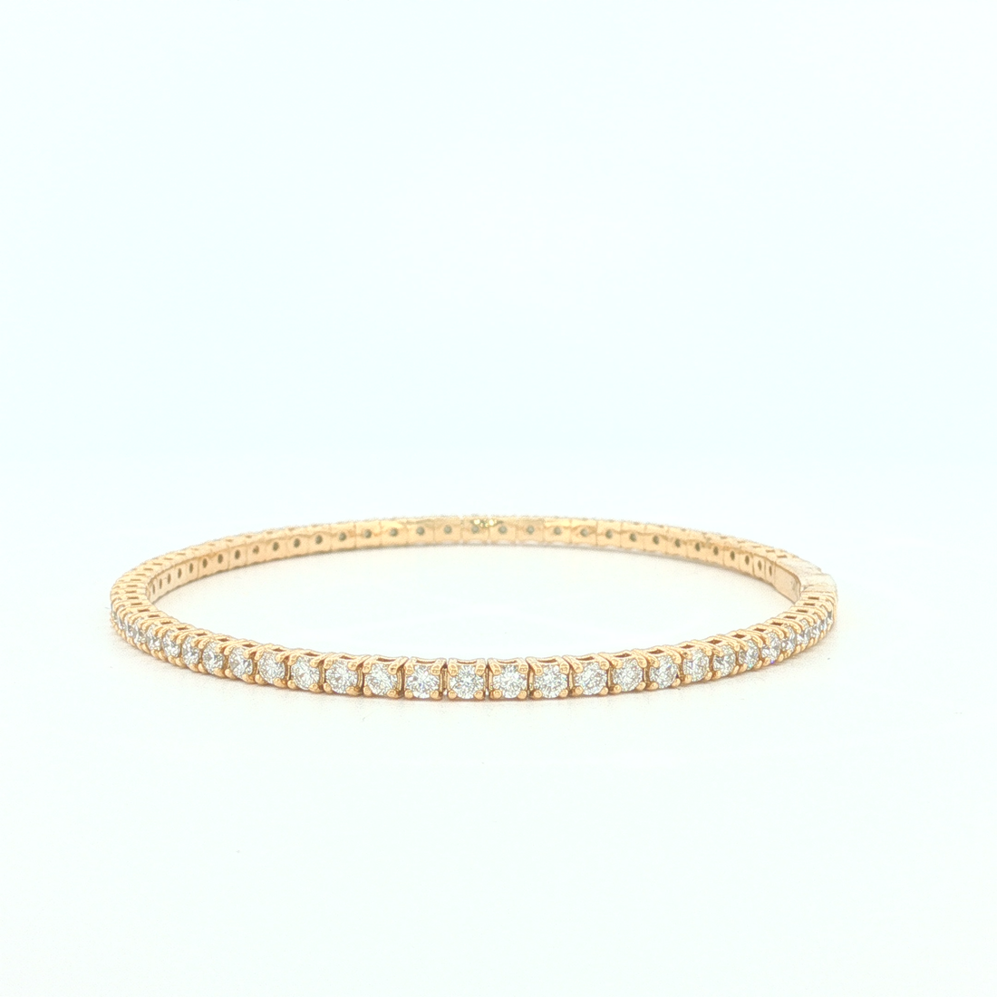 4Ct 14K Gold Flex Bangle with Round Cut Diamonds