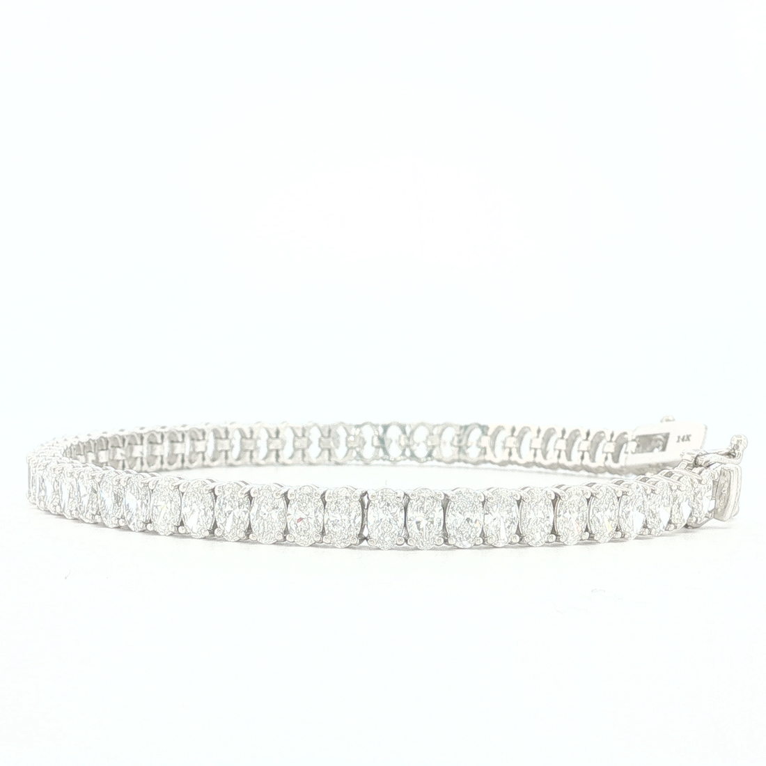 11.00Ct 14K Gold Diamond Oval Cut Tennis Bracelet