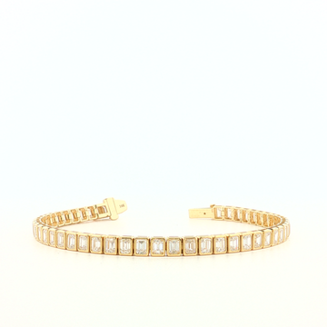 7CT 14K Gold Emerald-Cut Diamond Tennis Bracelet