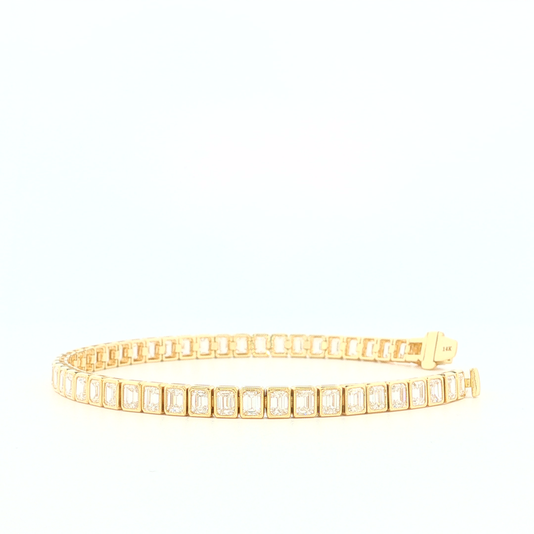 7CT 14K Gold Emerald-Cut Diamond Tennis Bracelet