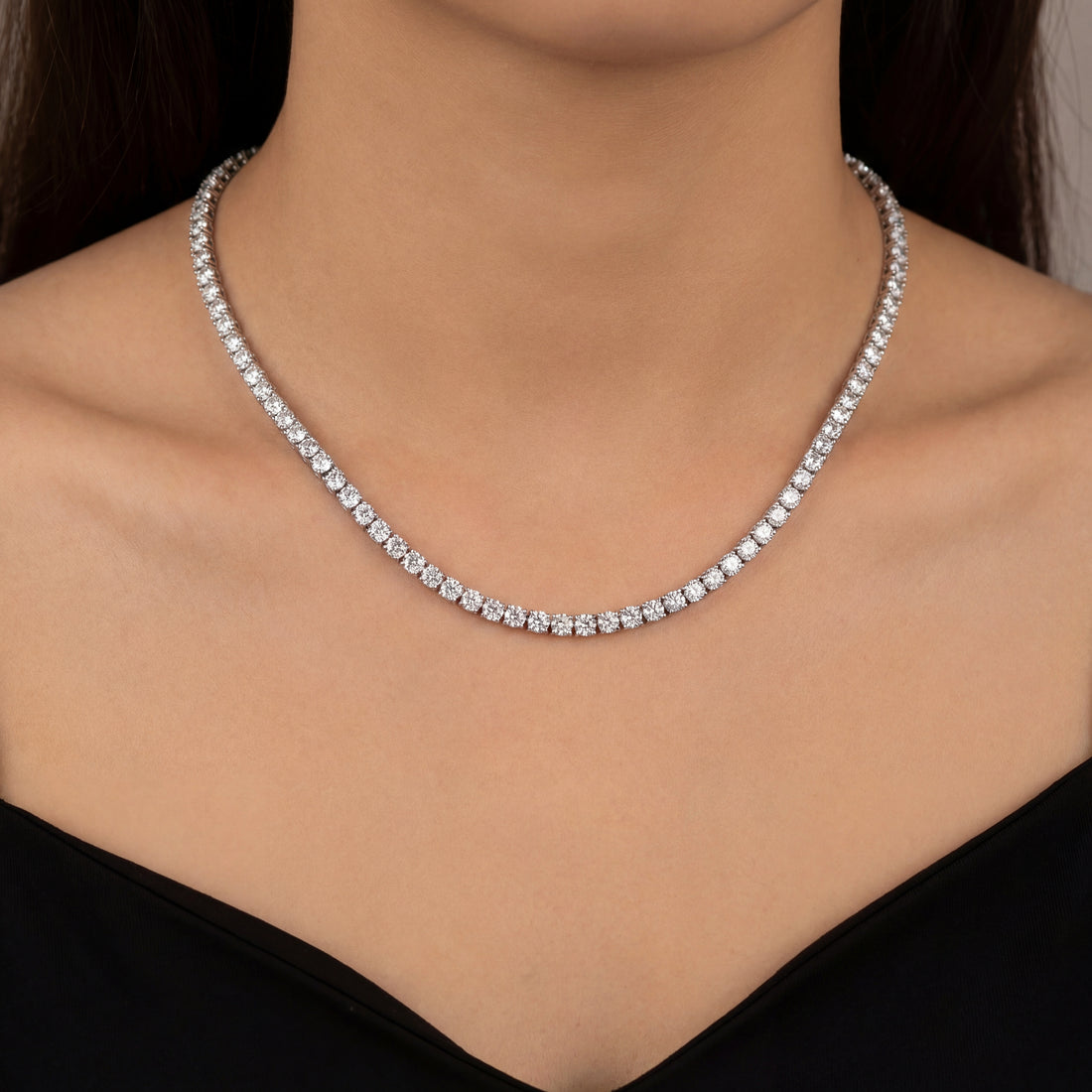 15Ct 14K Gold Diamond Tennis Necklace