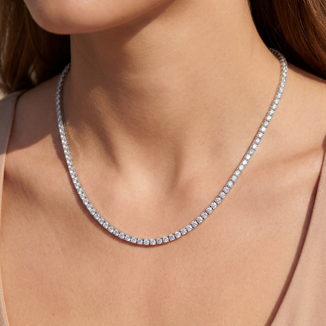 7ct 14K Gold Tennis Necklace