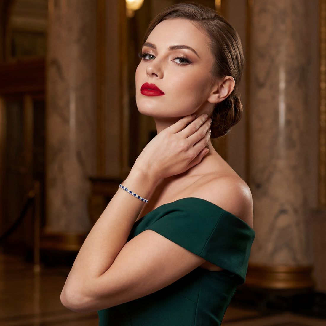 6.00ct 14K Gold Diamond and Sapphire Tennis Bracelet