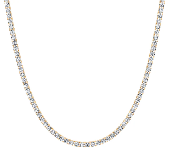 11Ct 14K Gold Diamond Tennis Necklace