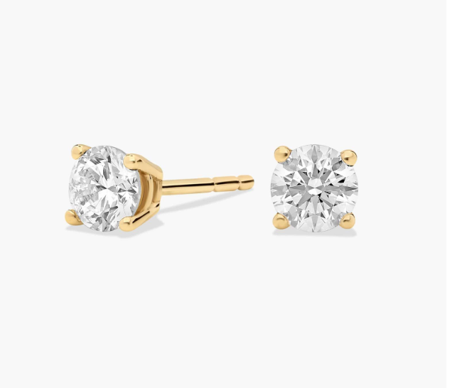 0.05cttw 14K Gold Round Cut Diamond Stud Earrings