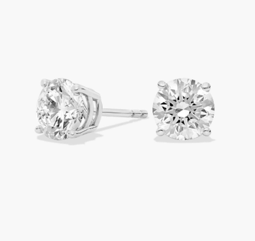 3.00cttw 14K Gold Round Brilliant Cut Diamond Stud Earrings