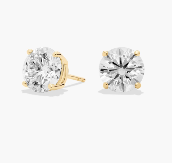 5.00cttw 14K Gold Stud Earrings with Round Brilliant Diamonds