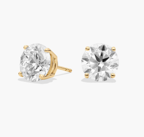 6.00cttw 14K Gold Round Brilliant Cut Diamond Stud Earrings