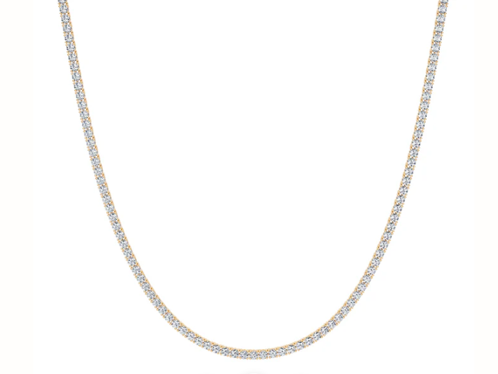 5Ct 14K Gold Round Brilliant Diamond Tennis Necklace