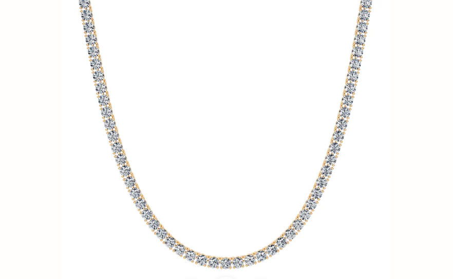 18Ct 14K Diamond Tennis Necklace with Round Brilliant Cut Diamonds