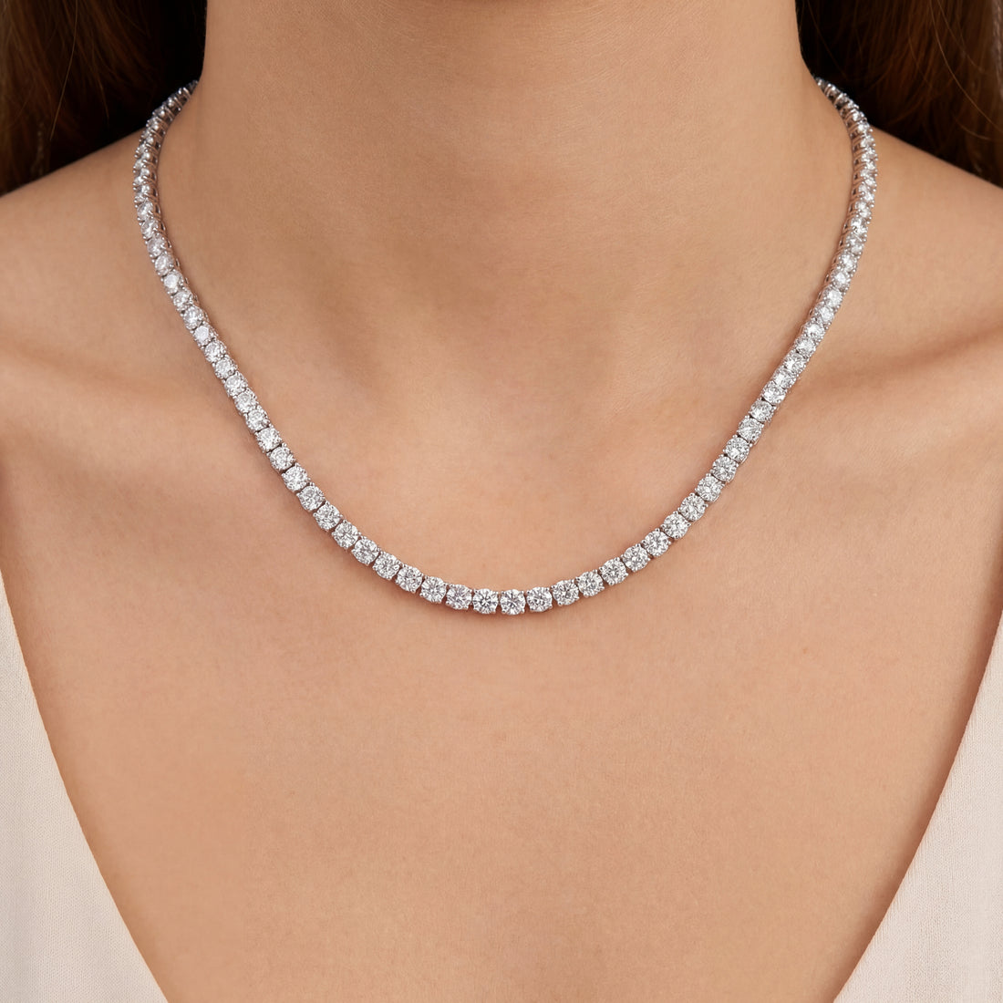 10.50ct 14K Gold Diamond Tennis Necklace