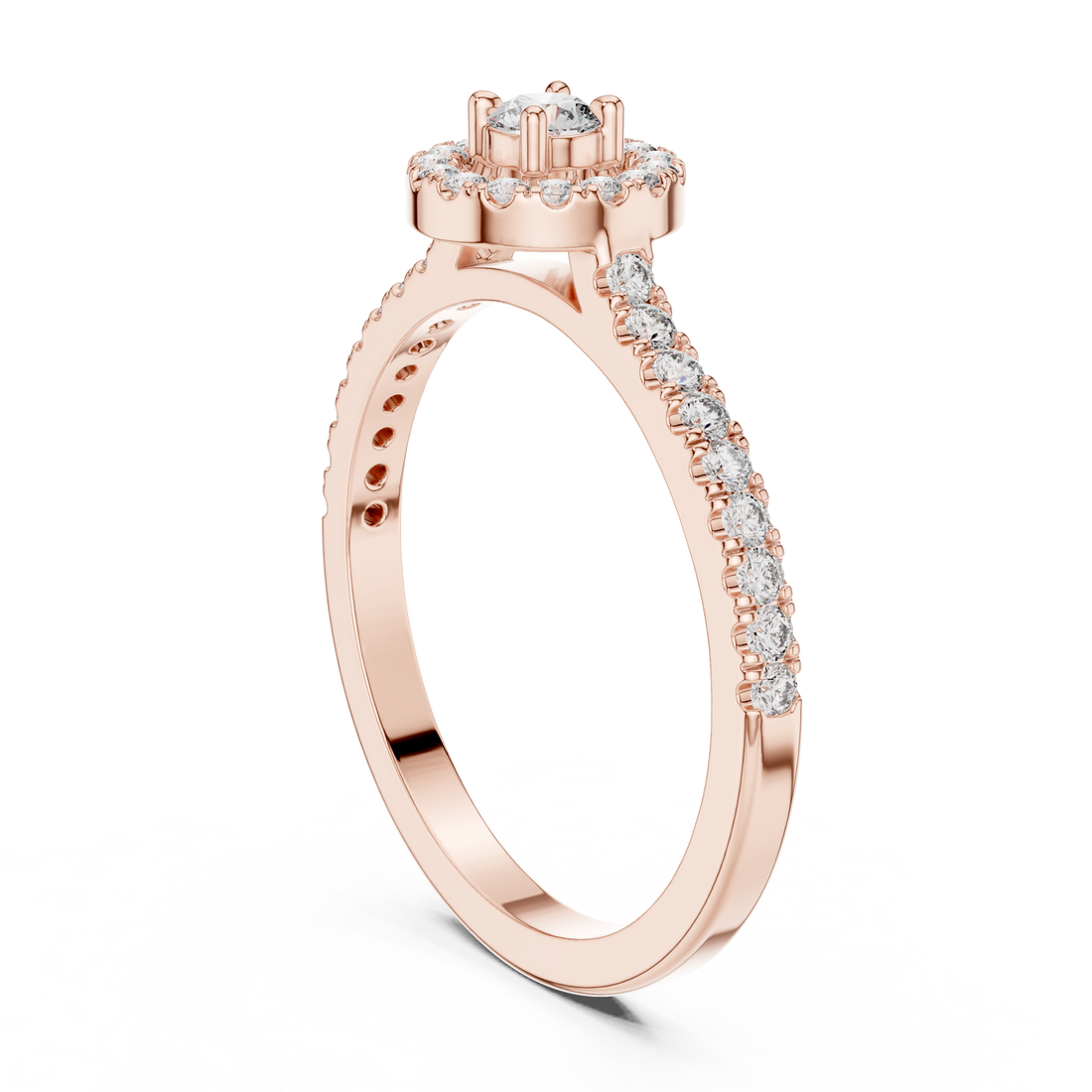 9#10055L - Halo Round Ring - White Gold