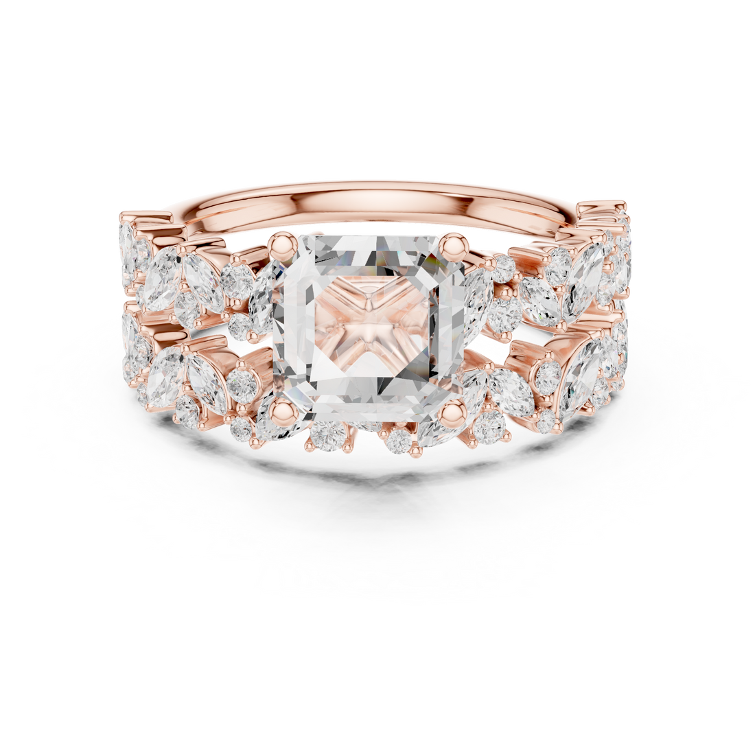 Solitaire Ring - Asscher | DDLR-443-AC - Rose Gold