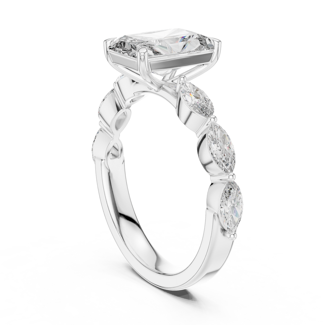 9#10040L_SS10 - Solitaire Radiant Ring - White Gold