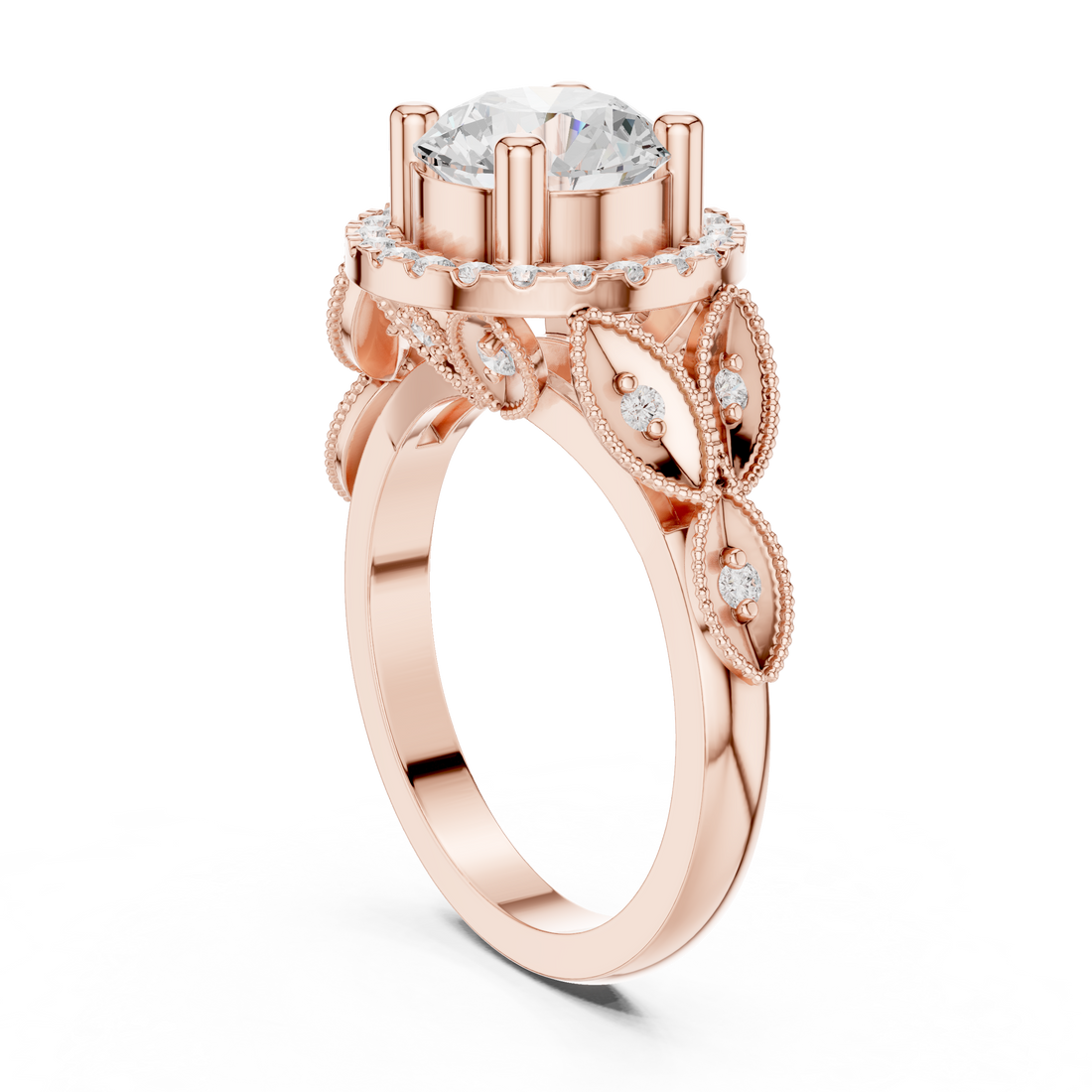 DDLR-408 - Halo Round Ring - White Gold