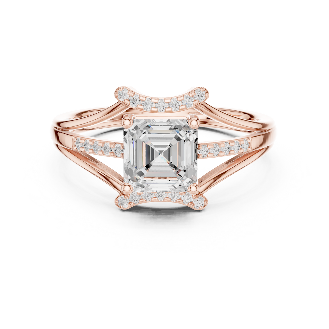 Split Shank Ring - Emerald | DDLR-505 - Rose Gold