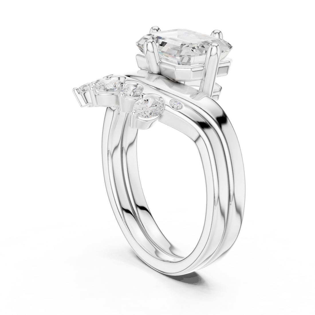 DDLR-444 -EM - Fashion Emerald Ring - White Gold