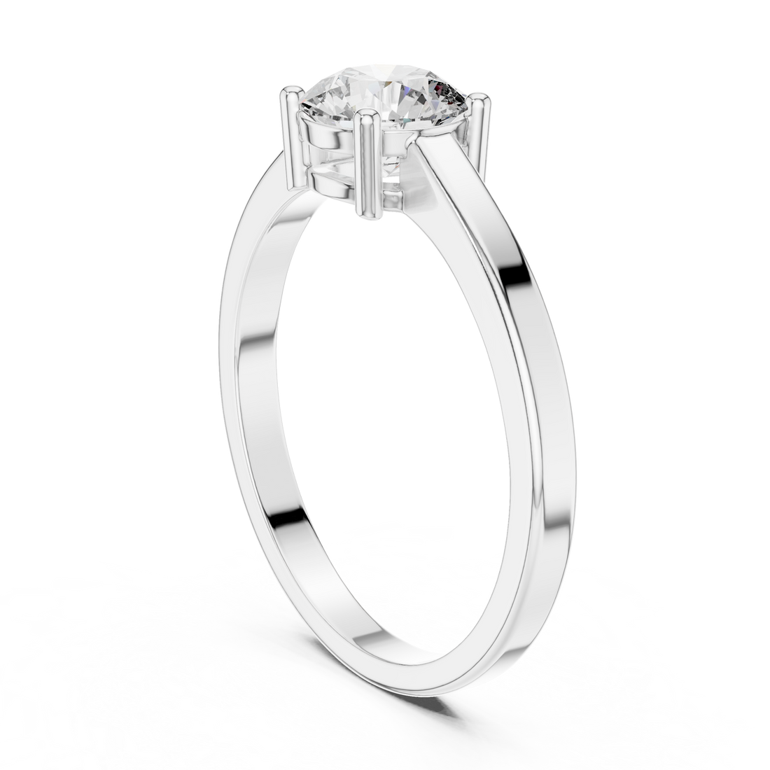ALR-28 - Solitaire Round Ring - White Gold